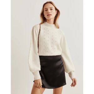Reformation Sinclair Wool Mock-Neck Sweater Cream Small